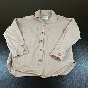 Thread & Supply Shirt Jacket Long Sleeve Button Up Shacket Beige Womes Small